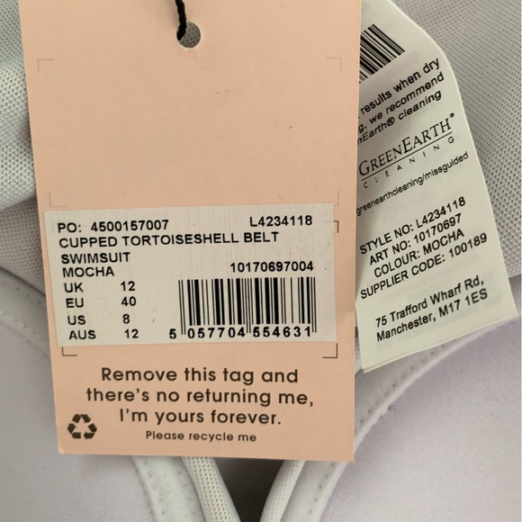 NWT Misguided one piece with tortoise belt in a mocha size 8 - Picture 8 of 10